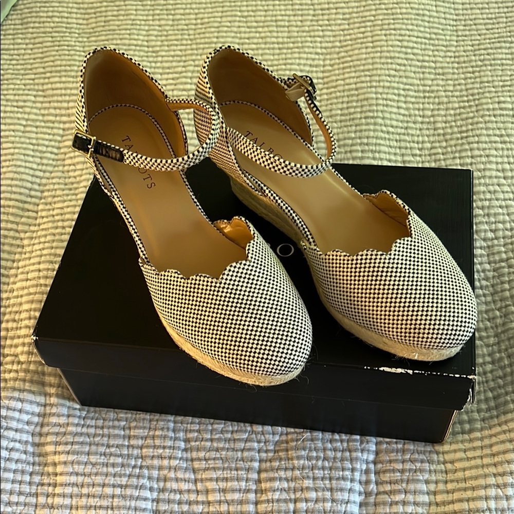Talbots Espadrilles Black and White with Ankle Strap